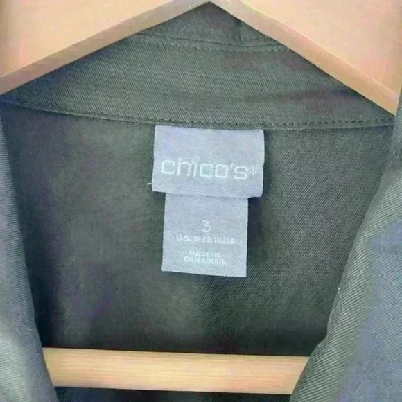 Chico's Women's Lace Applique Embellished Utility Jacket Olive Size 3 US 16/18 - Picture 5 of 15